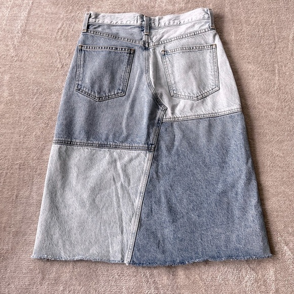 Anthropologie AGOLDE Colorblocked Denim Mini Skirt | Size 26 | Y2K Street Style - Picture 7 of 7